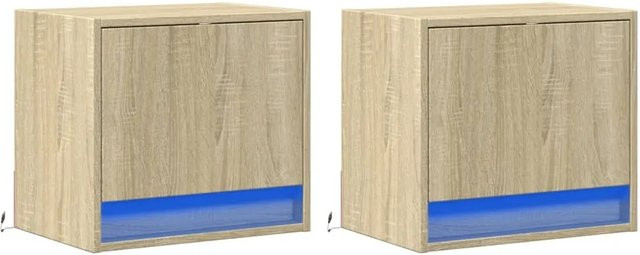 vidaXL Wand-Nachttische mit integrierter LED-Beleuchtung, 2er-Set, Sonoma-Eiche - Bild 1