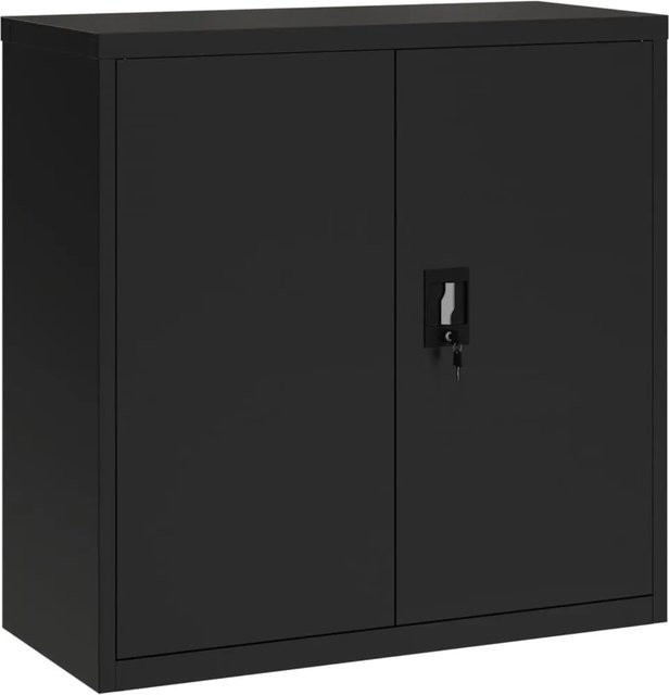vidaXL Aktenschrank aus Stahl in Schwarz mit Türen und Schloss, B/T/H: 90 x 40 x 90 cm - Bild 1