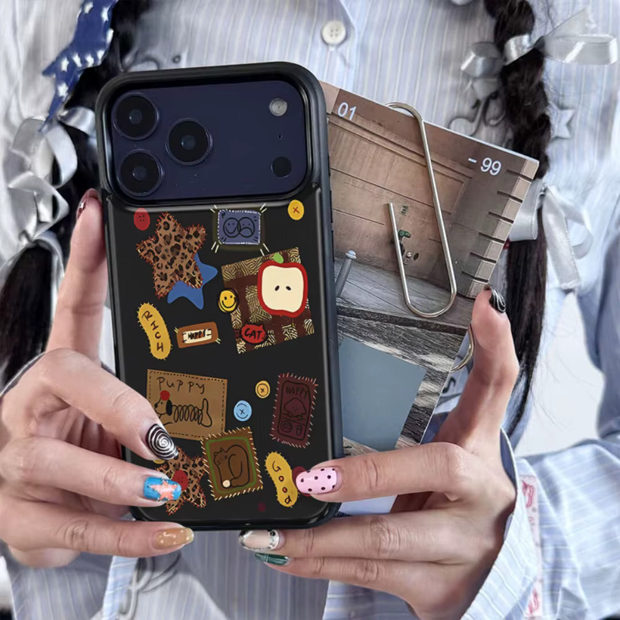 AIR PLUS Handyhülle mit Retro-Illustrationen für iPhone 11 bis 17 Pro Max aus Epoxidharz und TPU in Schwarz - Bild 3