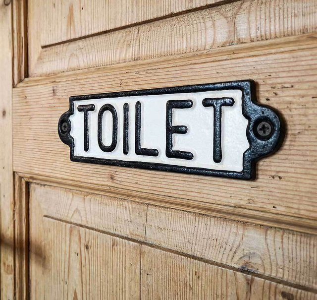Türschild TOILET WC-Schild aus Gusseisen im Vintage Antik-Stil in Schwarz oder Weiß - Bild 1