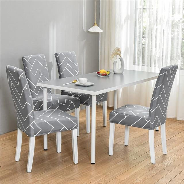 Housmife Stretch-Stuhlhussen für Esszimmer und Büro, elastische Universalhussen aus Polyester und Elasthan, Farbe: Grau - Bild 1