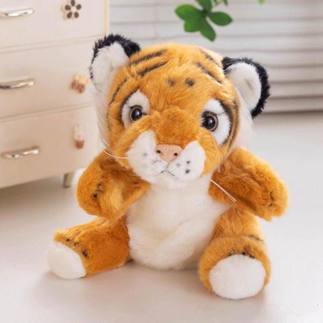 Yiran toy Tiger Plüschpuppe, Braun Weiß, 20cm, Handpuppe - Bild 1