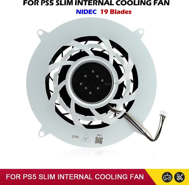 Sony Ersatz-Kühlventilator für PS5 Slim, interner Kühler mit 19 Flügeln, 12V DC 1.69A, Schwarz - Bild 1