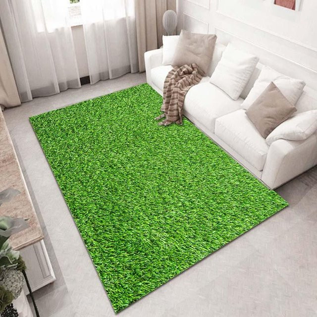 UQIDEHOME Fußballfeld Teppich in Grün für Kinderzimmer und Wohnzimmer, weiche Spielmatte aus Polyester, B/B: 120 x 80 cm - Bild 1