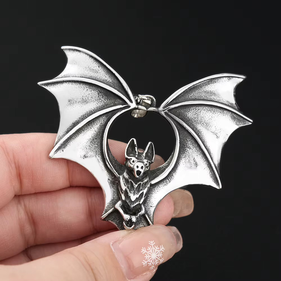 owlucky Halskette Fledermaus Anhänger, Edelstahl, Silber, Unisex - Bild 2