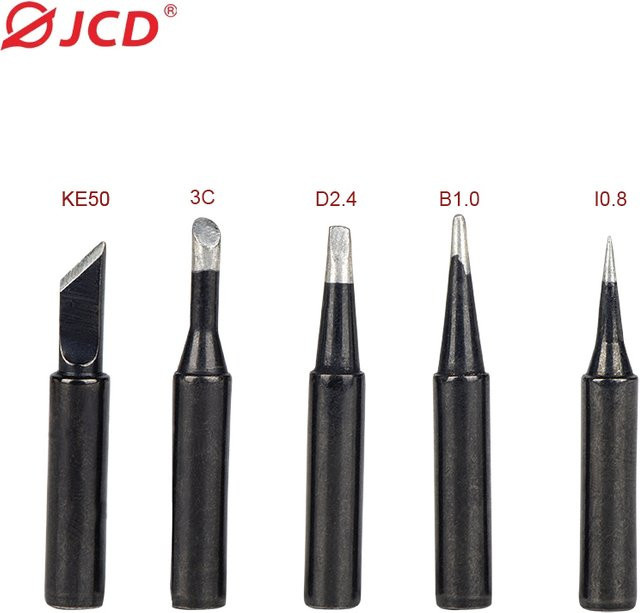 JCD Lötkolben Spitzen Set aus reinem Kupfer, 5 Stück, Farbe Schwarz und Gold, Modell 900M-T für bleifreies Löten und Rework-Zubehör - Bild 1