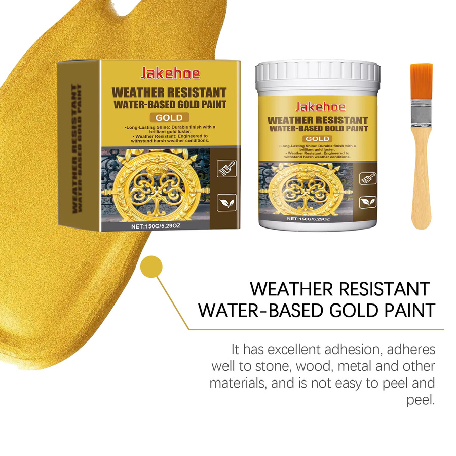 Jakehoe Metallic-Goldfarbe wasserbasiert mit Hochglanz-UV-Schutz für Gartenmöbel und Geländer - Bild 4