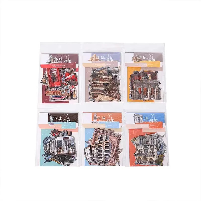Global Journey Hard Card Aufkleber im 3er-Pack mit 6 europäischen Retro-Stilen für dein Journal, Mehrfarbig - Bild 4