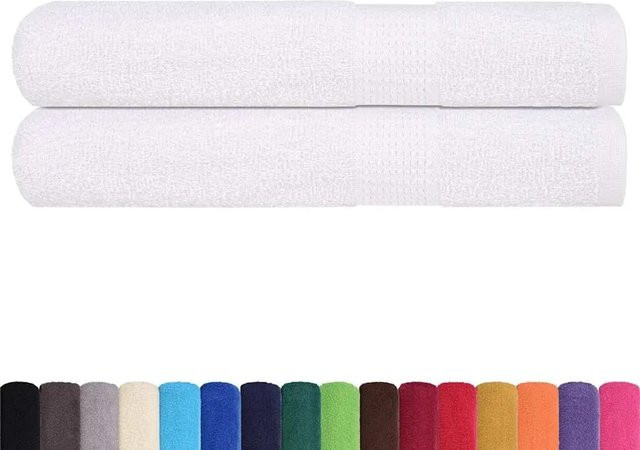 2er-Set vidaXL Saunatücher aus 100% Baumwolle in Weiß, B/H: 80 x 200 cm, 360 g/m² - Bild 1