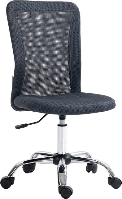 Vinsetto Ergonomischer Bürostuhl von Aosom mit Chromgestell, 360 Grad drehbar und höhenverstellbar, Netzbezug, Dunkelgrau - Bild 1