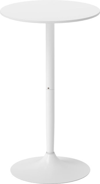 HOMCOM Bartisch runder Stehtisch in Weiß, höhenverstellbarer Küchentisch aus Stahl und MDF für Wohnzimmer und Esszimmer, Durchmesser: 60 cm - Bild 1