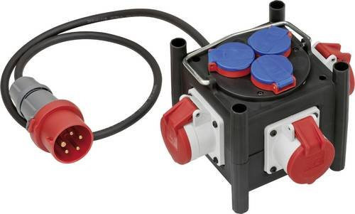 Brennenstuhl CEE Stromverteiler BSV 3 LS E/16 2 IP44 mit 6 AC-Ausgängen Schwarz, 1 m Kabellänge - Bild 1