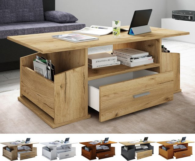 VCM Couchtisch Junata in Braun mit Holzstruktur-Nachbildung, B/T/H: 110 x 52 x 44 cm - Bild 1