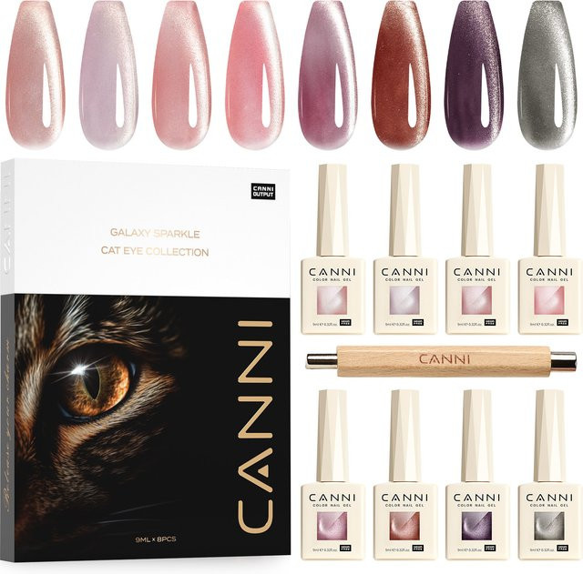 CANNI VIP Kit Nagelgel, Crystal Cat Eye, 9 ml, 8 Stück - Bild 1