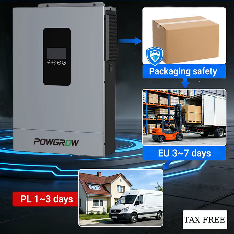 POWGROW Hybrid-Solarwechselrichter 3,6kW 24V mit 100A MPPT Solarladegerät und WLAN-Modul, Grau - Bild 6