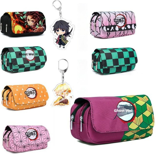 Bandai Demon Slayer Animations Federmäppchen aus Polyester mit Doppelzip und Klappfunktion - Bild 1