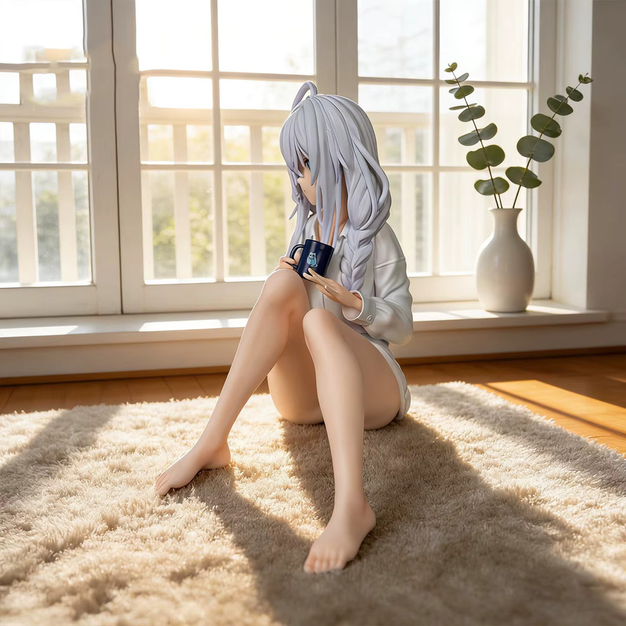 Bandai Die Reise von Elaina – Elaina sitzend im Pyjama, Anime-Mädchenfigur, Modellstatue, 11 cm - Bild 3