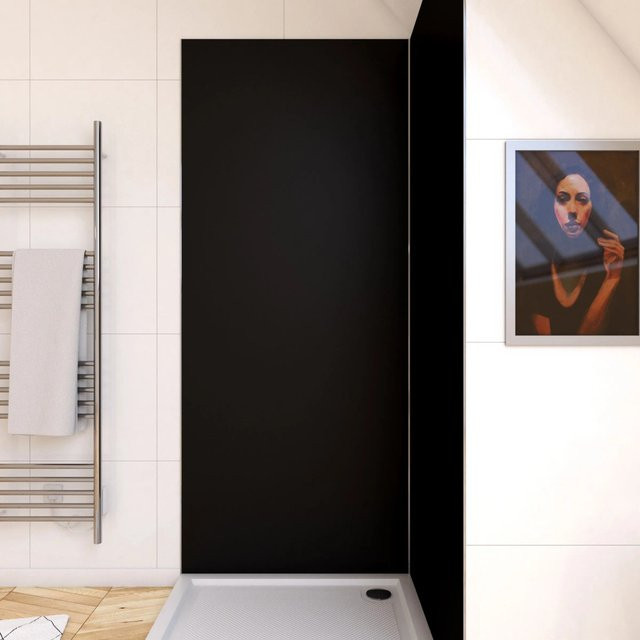 Aurlane Design-Duschwand Satin Schwarz Frosted B: 90 cm, H: 210 cm, T: 0,3 cm - Bild 1