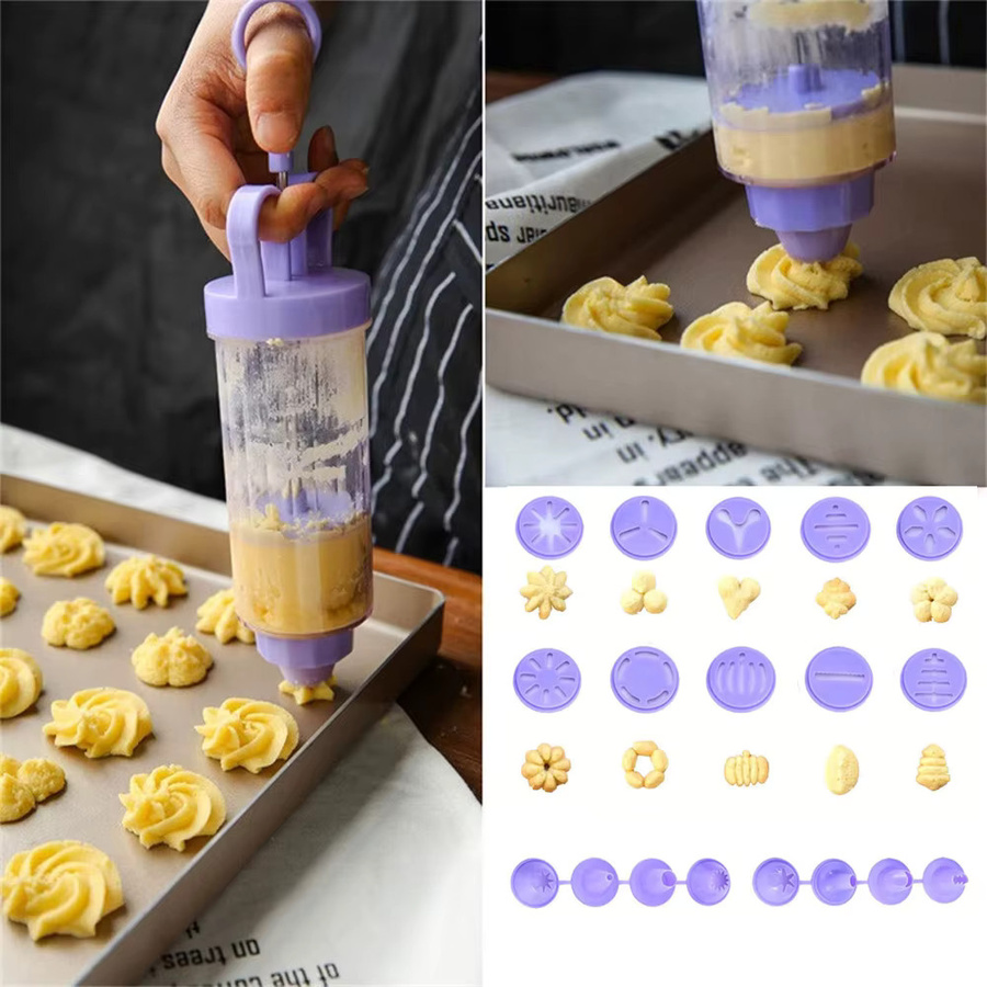 FSMHOME Cookie Presse Set mit Ausstechformen und Spritzwerkzeug aus Kunststoff für Gebäck und Kuchen - Bild 4