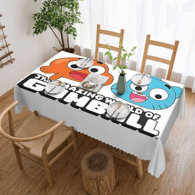 JINGYUE Pet Rechteckige Tischdecke mit Gumball Design, Ölbeständig und Wasserabweisend, Farbe: Weiß, B/T: 137 x 183 cm - Bild 1