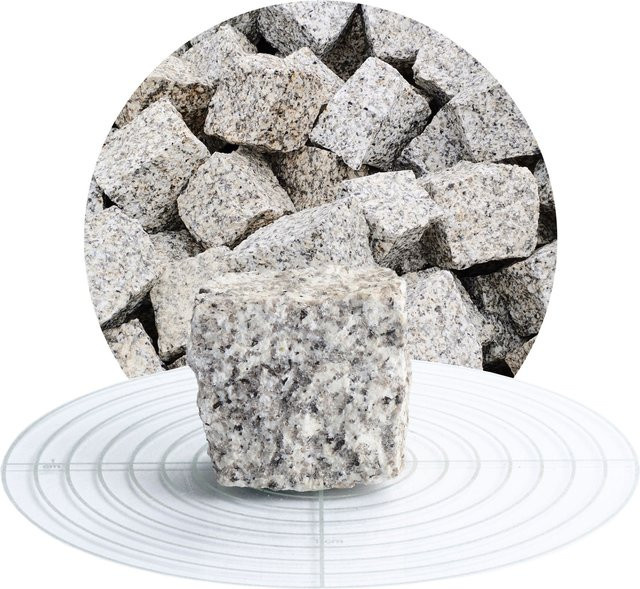 SCHICKER MINERAL Granit Pflastersteine in Hellgrau, B/T/H: 5 x 5 x 5 cm - Bild 1