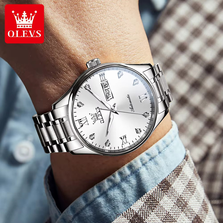 OLEVS Armbanduhr, Automatik, Edelstahl, Bicolor, Herren - Bild 4