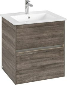 V&B Waschtischunterschrank Collaro mit Waschbecken und LED-Beleuchtung, B/T/H: 56,1 x 61 x 48 cm, Farbe: Ocker - Bild 1
