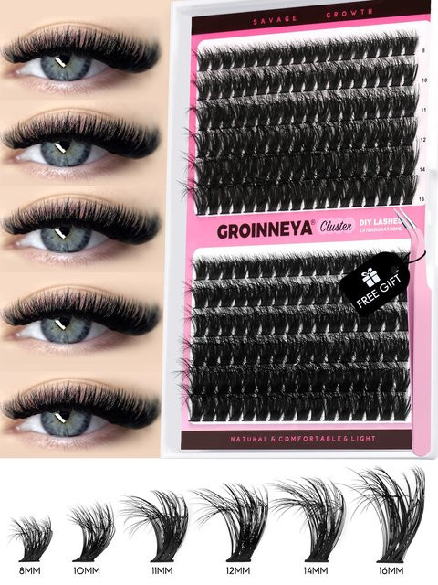 GROINNEYA Cluster-Wimpern-Set, Black, Unisex - Bild 1