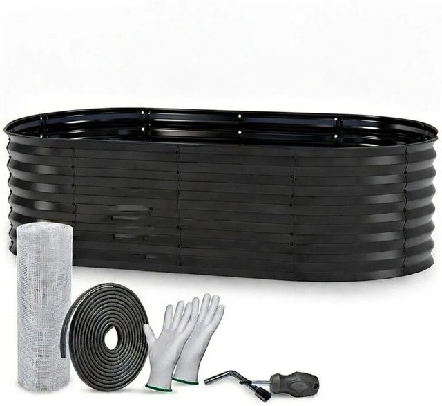 TTL GARDEN Ovales Garten-Hochbeet ELEGANCE M aus verzinktem Metall in Anthrazit, B/T/H: 160 x 80 x 45 cm - Bild 1