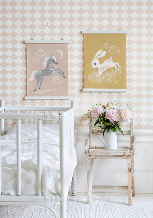 Littlephant Tapete Waves in Dusty Pink mit abstraktem geometrischem Wellenmuster im skandinavischen Design