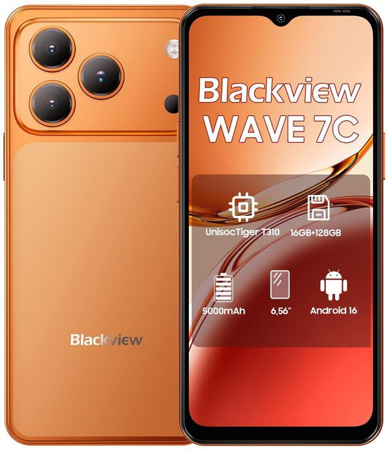 Blackview WAVE 7C 4G KI-Smartphone in Orange mit 128 GB Speicher und 6,56 Zoll Display, Android, 5000mAh Akku - Bild 1
