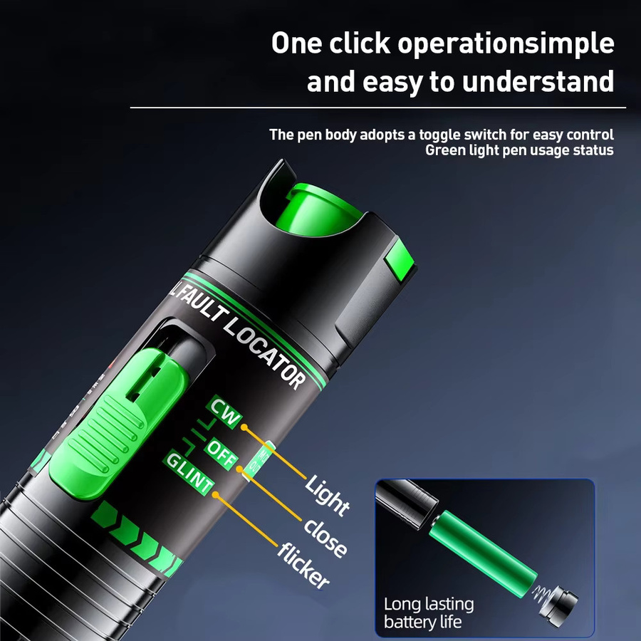 ZoeRax Glasfaser-Fehlerortungsgerät mit 30/15 mW, wiederaufladbar via USB Typ C, FC/LC-Adapter, Lichtstift in Grün oder Rot - Bild 3