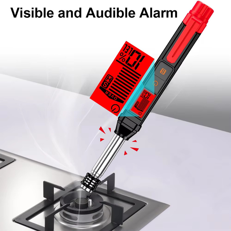 GVDA Gaslecktester mit LED-Digitalanzeige und akustischem sowie visuellem Alarm als tragbarer Detektor für brennbare Gase und Erdgas - Bild 3