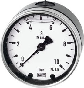Riegler Glyzerinmanometer aus Messing mit Metallgehäuse, G 1/4 hinten zentral, Messbereich 0-25,0 bar, Durchmesser 63 mm, Farbe Weiß - Bild 1