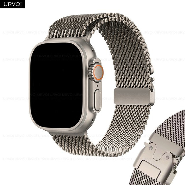 URVOI Uhrenarmband Edelstahl-Mesh, Silber, Unisex, 46 mm, 49 mm - Bild 1