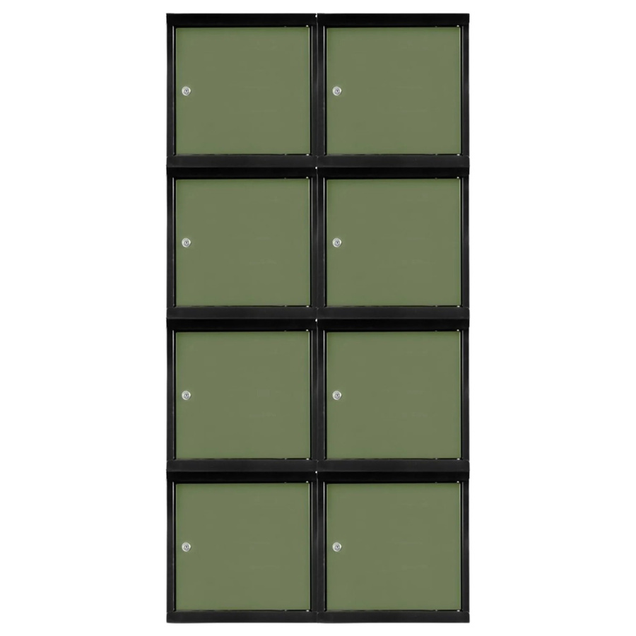 PROREGAL Blocky Schließfachwürfel Set mit 8 Einheiten und Zylinderschloss in Anthrazit-Grün, B/T/H: 40 x 40 x 40 cm - Bild 2