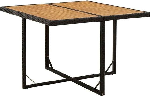 vidaXL Gartentisch aus Akazienholz und Polyrattan in Schwarz, ausziehbar, B/T/H: 109 x 107 x 74 cm - Bild 1