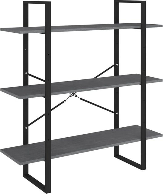 vidaXL Bücherregal aus Massivholz Kiefer und Metall im Industrial Design, Grau, B/T/H: 100 x 30 x 105 cm - Bild 1