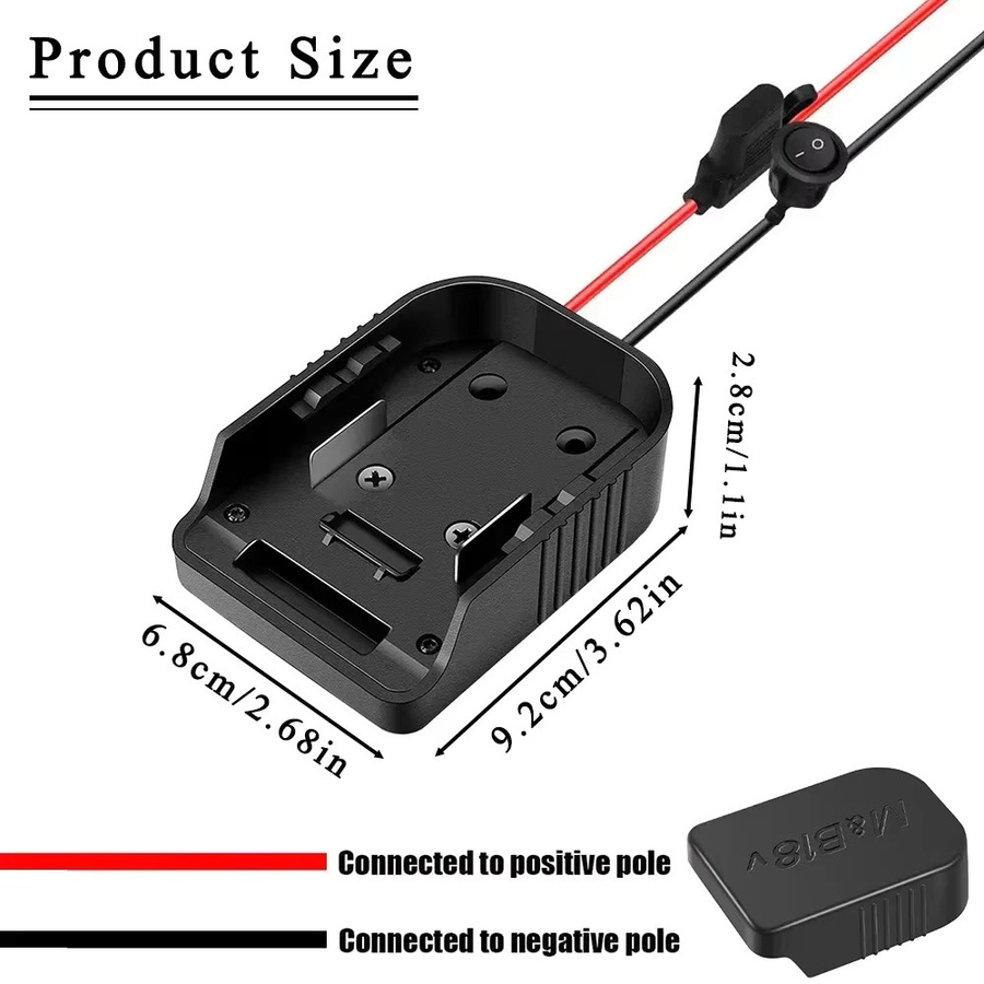 Dawupine DIY Netzteil Stecker Adapter Konverter für Makita BL1830 und Bosch 14,4 V-18 V Lithium-Batterien mit I/O Schalter und 30A Sicherung, Schwarz - Bild 5