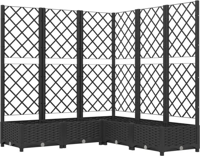 vidaXL Pflanzkübel mit Spalier aus Polypropylen in Schwarz, B/T/H: 120 x 120 x 121,5 cm - Bild 1