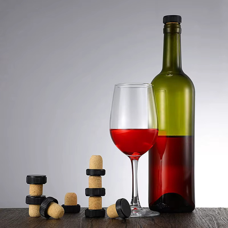 LBER 72 Stück Wein Korken Set in T-Form mit Holzaufsatz, schwarze Korken für Weinverkostungen und Flaschenverschlüsse - Bild 3