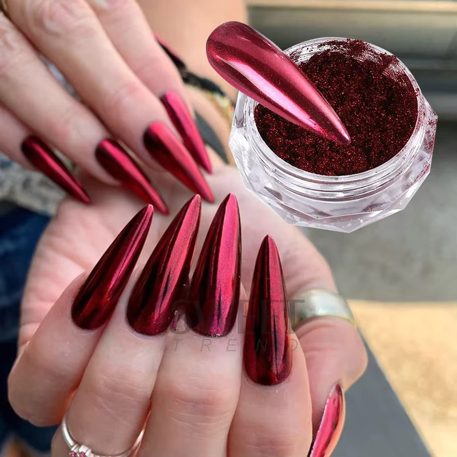 SWEET TREND Nagelglitzer Pulver, Metallic Rot Chrom, Unisex - Bild 3