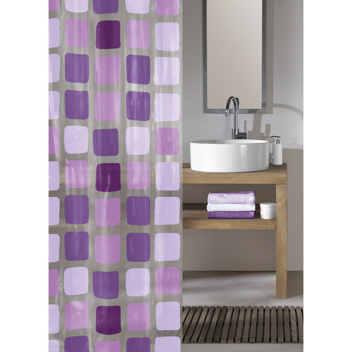 Kleine Wolke Duschvorhang Sonny in Violett mit Quadrat-Design, B/H: 180 x 200 cm - Bild 3