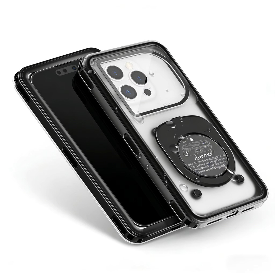Wasserdichte Handyhülle für 6,9 Zoll Geräte in Blau und Transparent, geeignet bis 15 Meter Tiefe für iPhone, Samsung, Redmi, Vivo, Google und Oppo - Bild 3