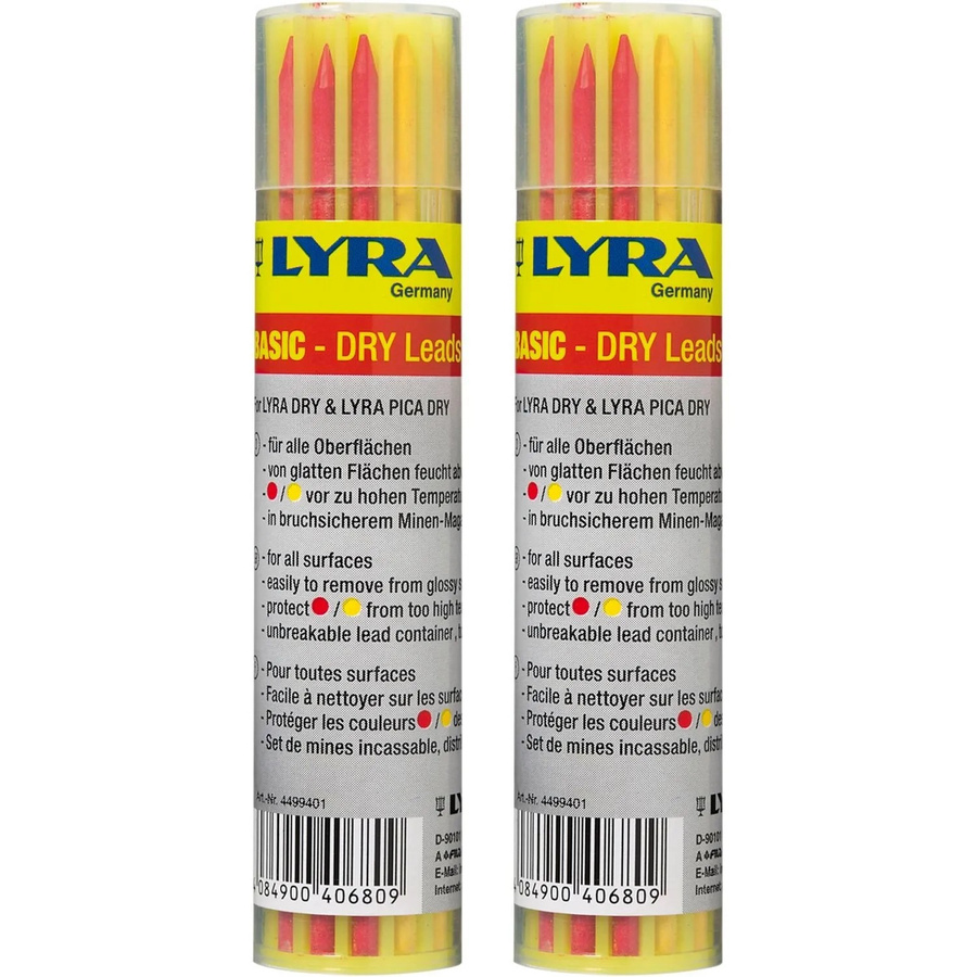 vasalat Lyra Ersatzminen Set Dry Profi Led Graphit Gelb und Rot Doppelpackung 2B - Bild 2