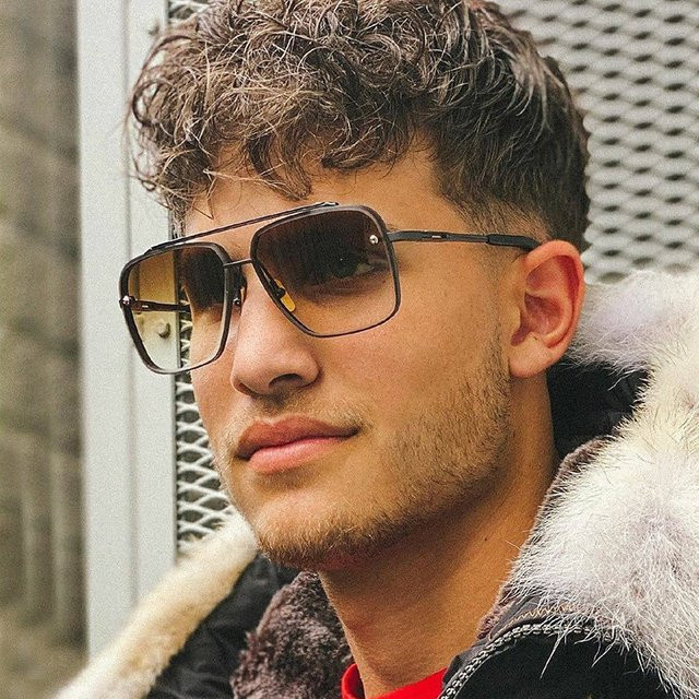 FUQIAN Sonnenbrille Aviator, Metall, Vollrand, Schwarz, Unisex - Bild 1