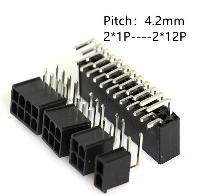 5 Stück Rechtwinklige Steckverbinder 5569 Schwarz 2-reihig mit 4,2mm Rastermaß für PCB-Platinenmontage und PC-Grafikkarten - Bild 1