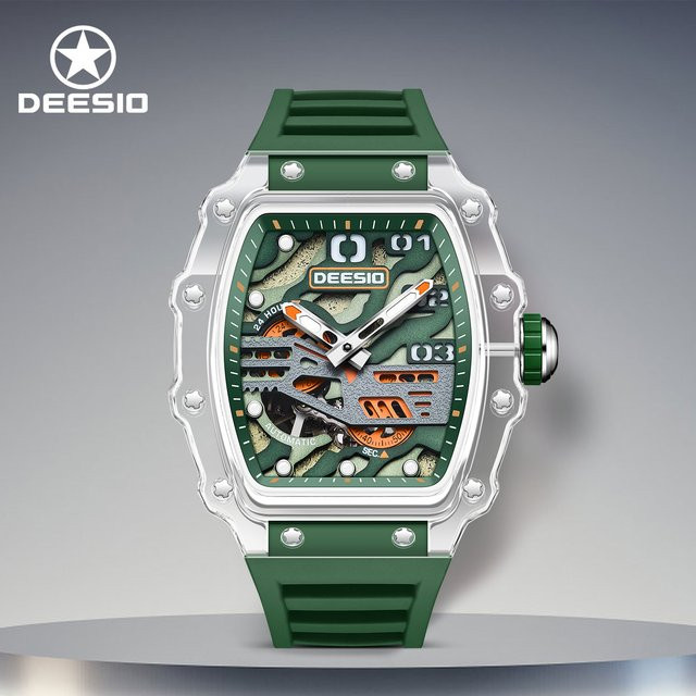 Deesio Herrenuhr GMT, Automatik, Kohlefaser, Saphirglas, Silber - Bild 1
