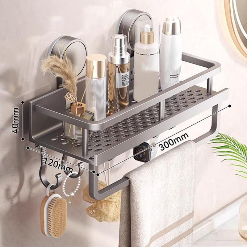 Bestbags Badezimmerregal aus Aluminium in Silber zur Wandmontage mit Vakuum-Saugnapf ohne Bohren, B/T/H: 30,0 x 12,0 x 30,0 cm - Bild 2