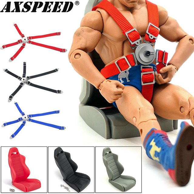 AXSPEED Actionfigur, RC Auto Sicherheitsgurt Fahrer Sportsitze, Schwarz - Bild 1